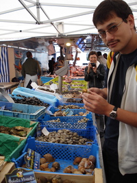 Browsing Ferney Voltaire market.