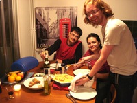 The hotel's gourmet catering staff, hard at work.